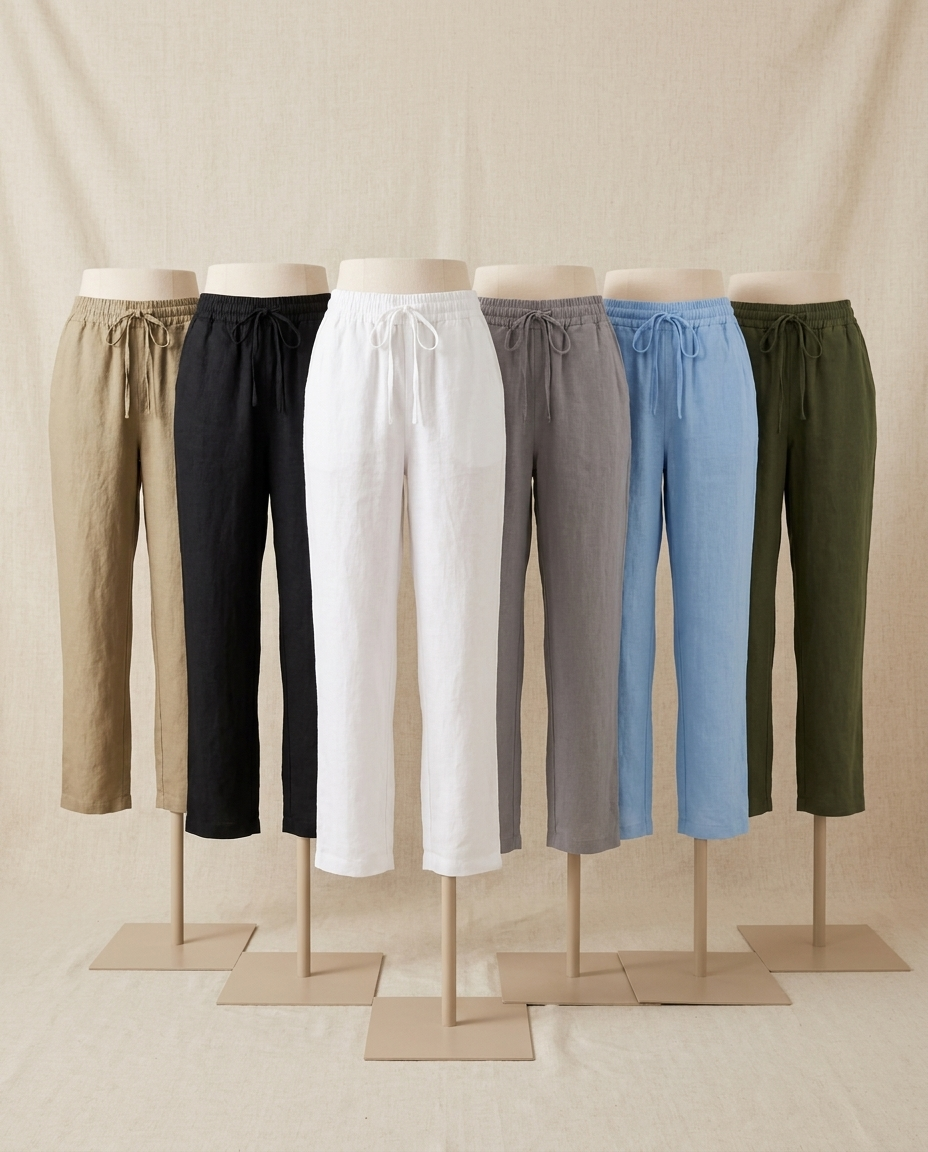 Lena linen drawstring trousers in all 6 colours - Lia Dora
