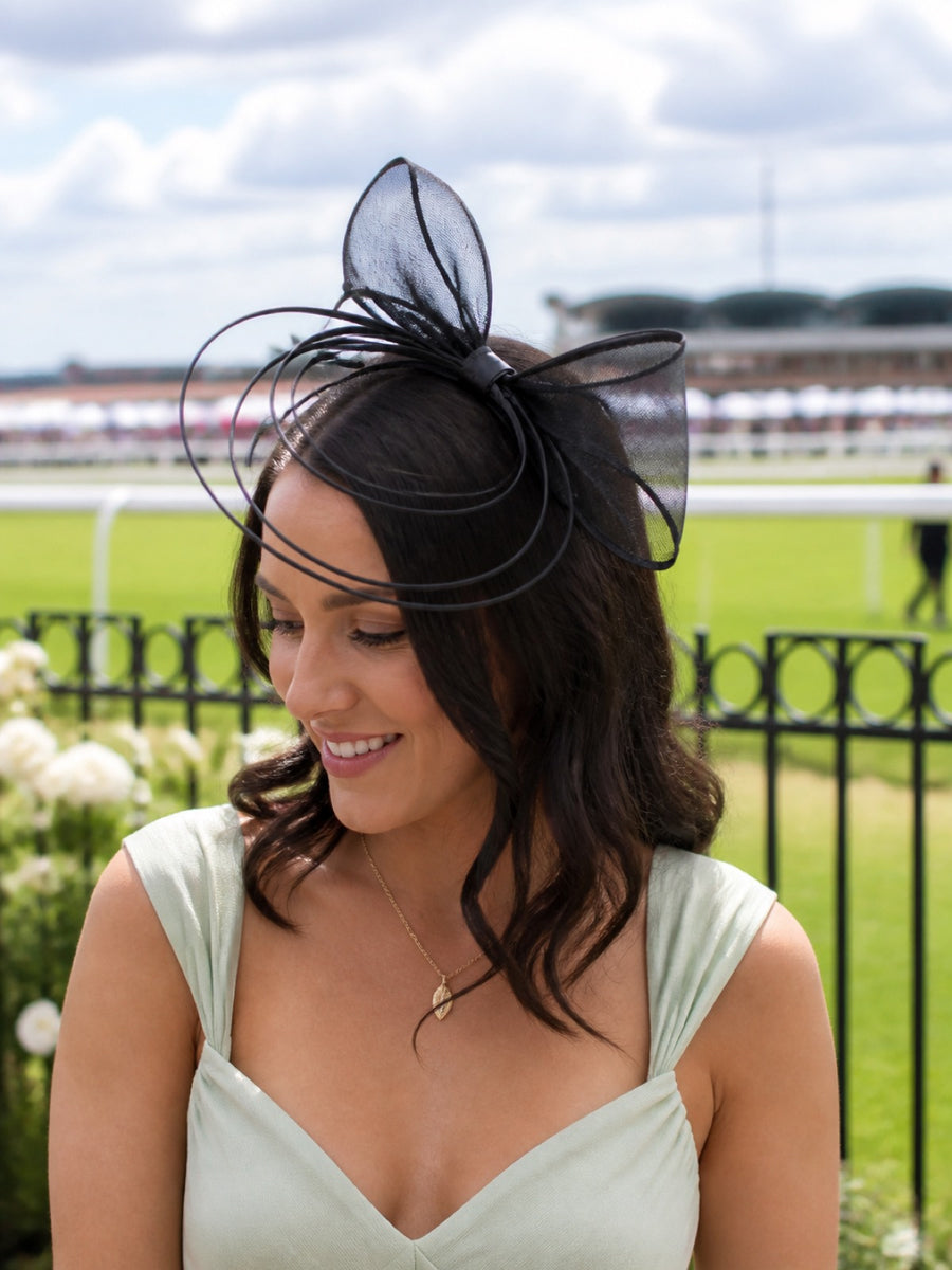 Poppy Crinoline Bow Fascinator Headband worn at Australian race day