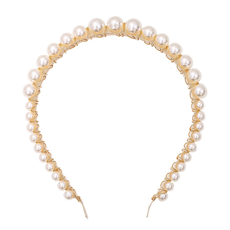 Flora pearl headband, gold-tone band with faux pearls