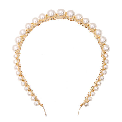 Flora pearl headband, gold-tone band with faux pearls