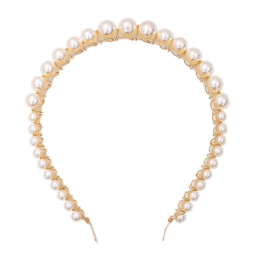 Flora pearl headband, gold-tone band with faux pearls