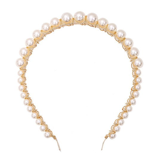 Flora pearl headband, gold-tone band with faux pearls