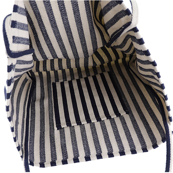 Alba striped canvas shopper, close detail of the canvas weave