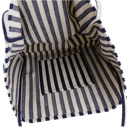Alba striped canvas shopper, close detail of the canvas weave