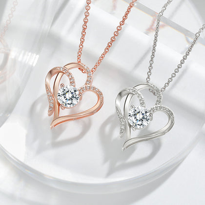 Ivy Double Heart Pendant Necklace
