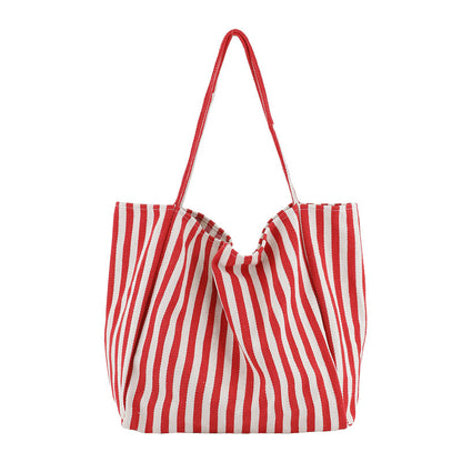 Alba striped canvas shopper in fine red stripe