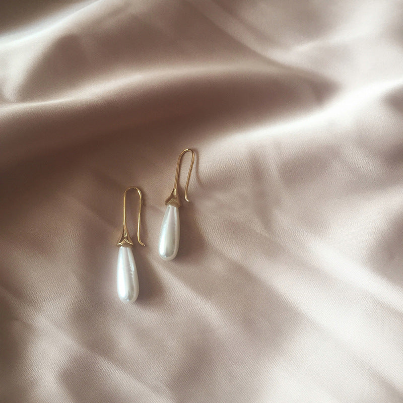 Edie pearl drop earrings, long length