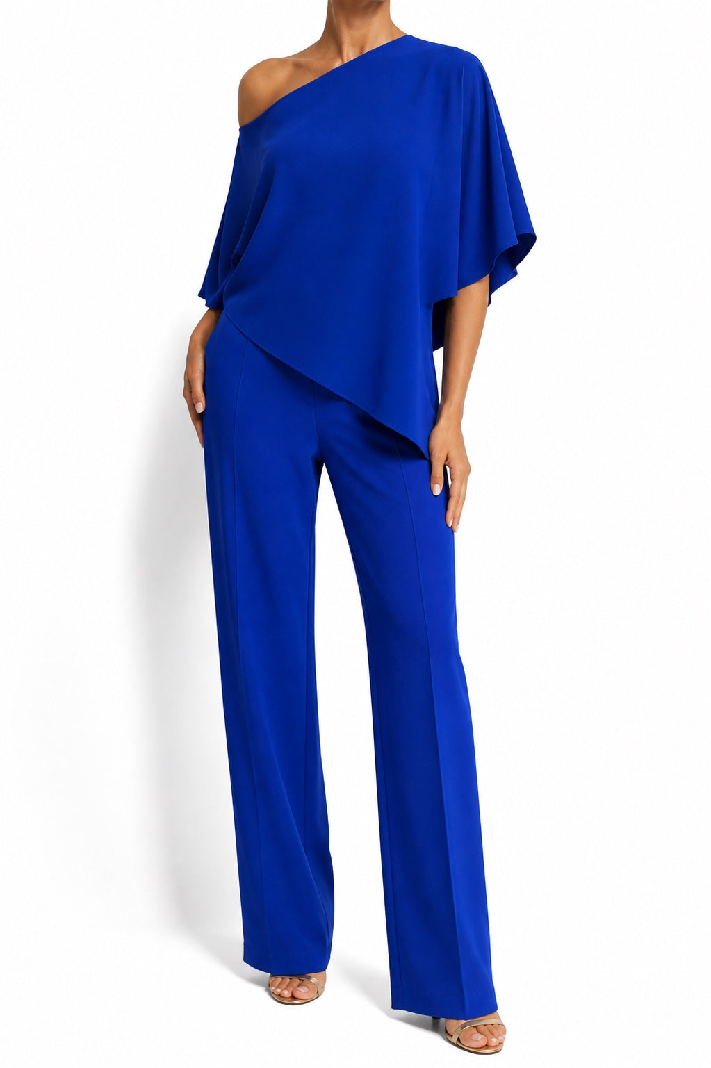Anouk draped batwing top and trouser set in Royal Blue