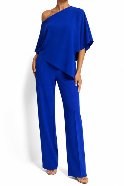 Anouk draped batwing top and trouser set in Royal Blue