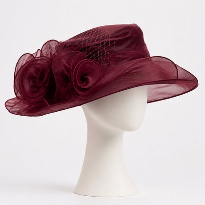 Imogen Organza Rose Wide Brim Hat
