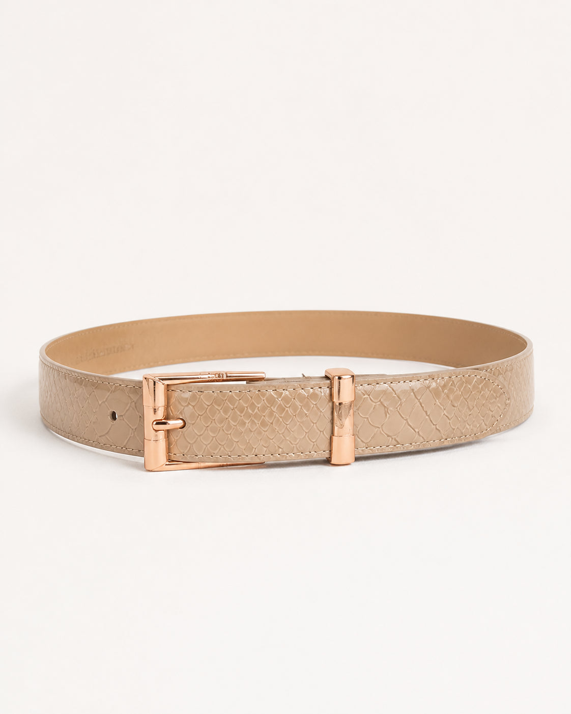 Elodie Rose Gold Buckle Belt in Beige