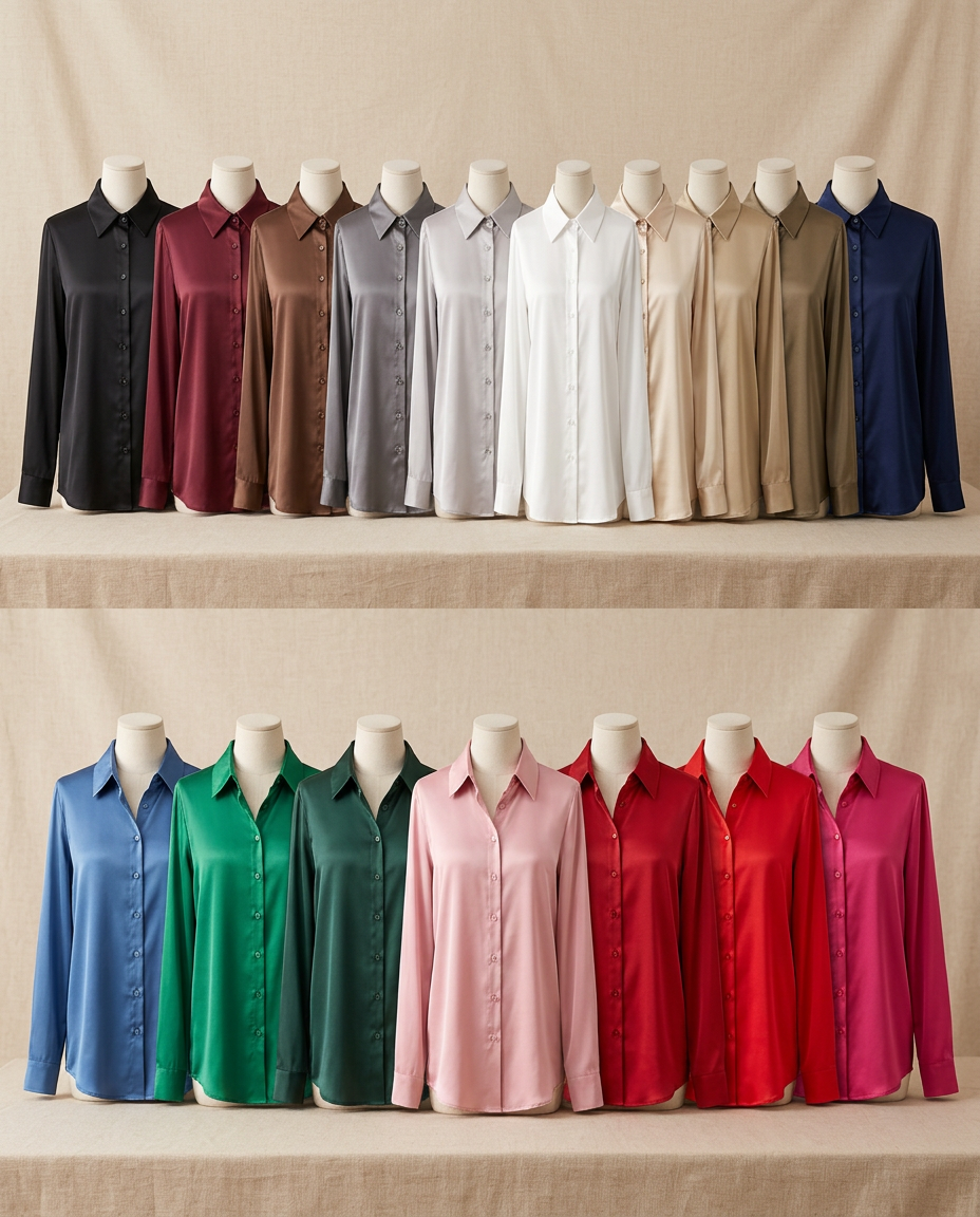 Josephine satin shirt in all 17 colours - Lia Dora