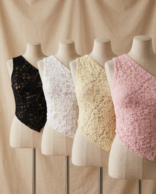 Astrid lace overlay top in black, white, apricot and pink - Lia Dora