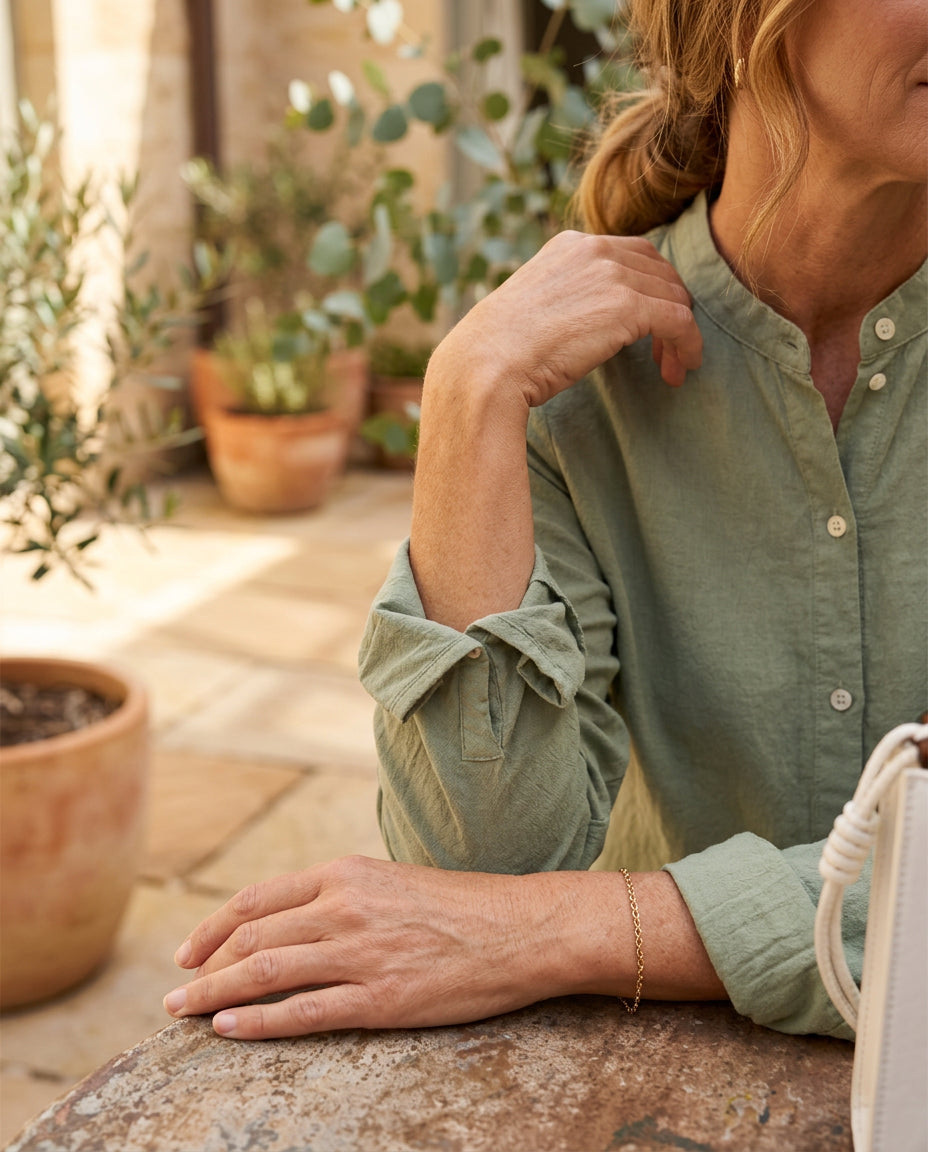 Romy relaxed linen shirt, rolled sleeve detail, worn - Lia Dora