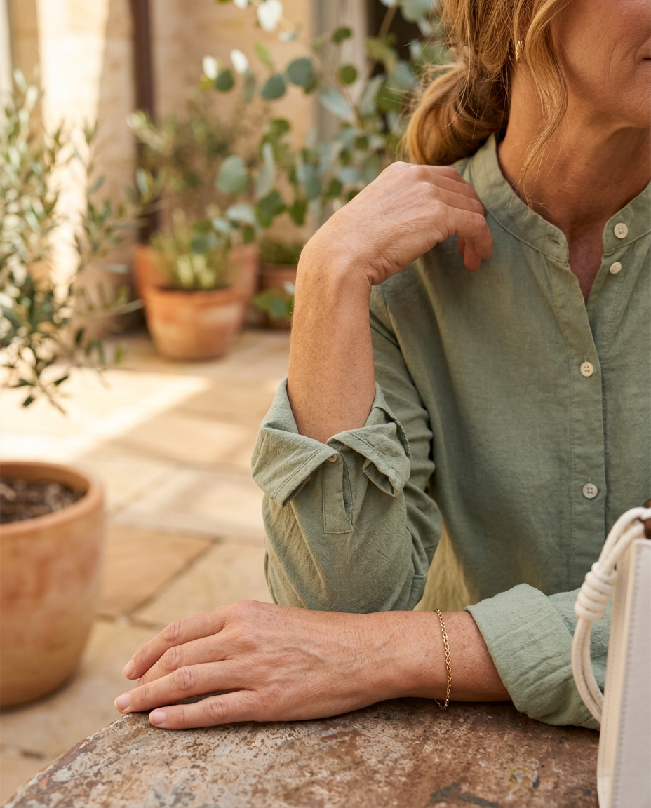 Romy relaxed linen shirt, rolled sleeve detail, worn - Lia Dora
