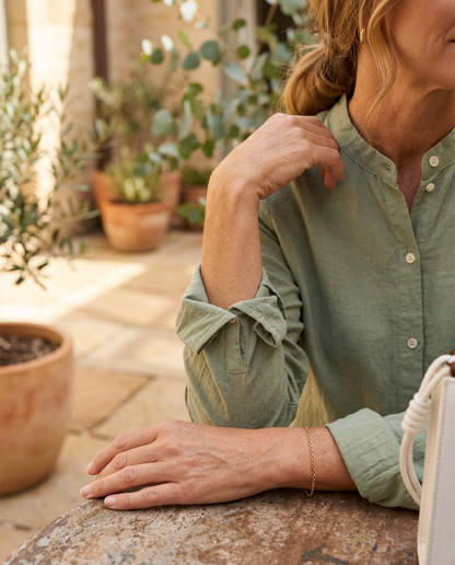 Romy relaxed linen shirt, rolled sleeve detail, worn - Lia Dora