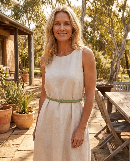 Tess Thin Belt in green, worn - Lia Dora
