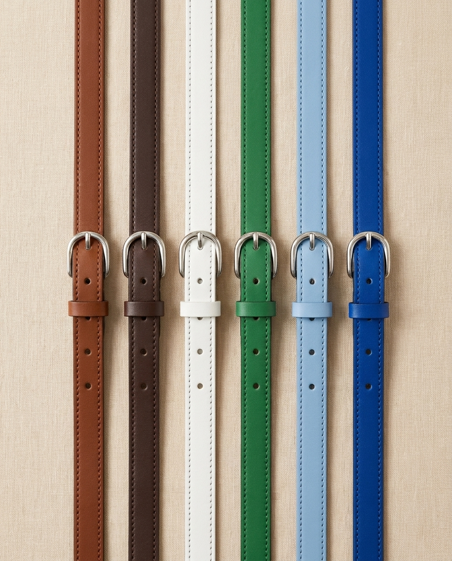 Tess Thin Belt in brown, coffee, white, green, light blue and royal - Lia Dora