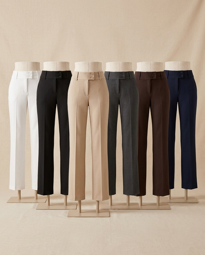 Rosa straight-leg tailored trousers in white, black, beige, dark grey, chocolate and navy - Lia Dora