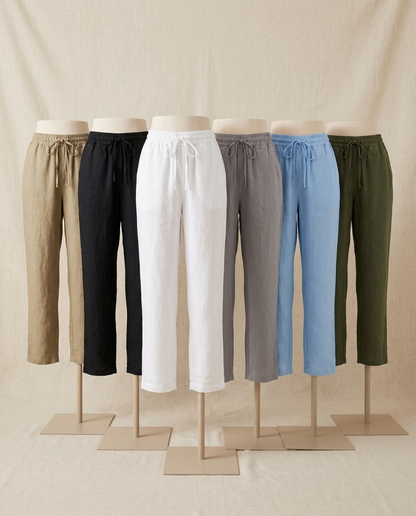 Lena linen drawstring trousers in all 6 colours - Lia Dora