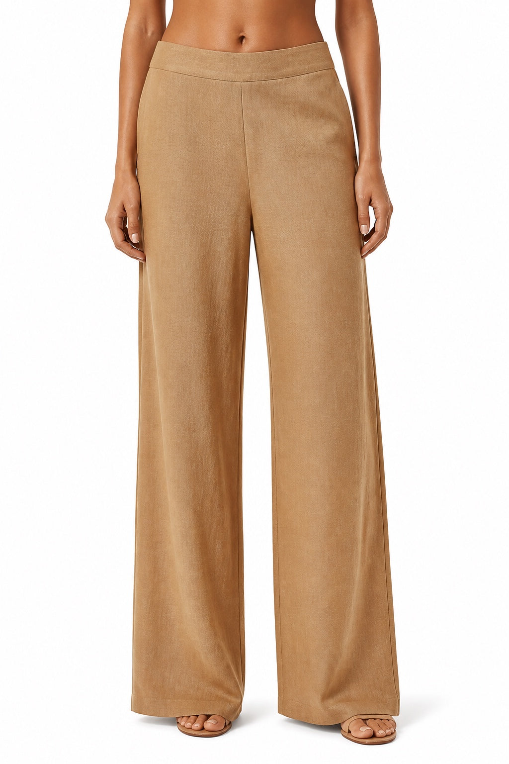 June wide-leg linen trousers in Camel