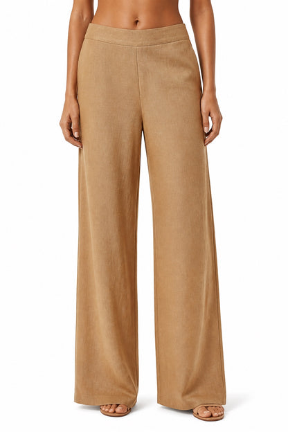 June wide-leg linen trousers in Camel