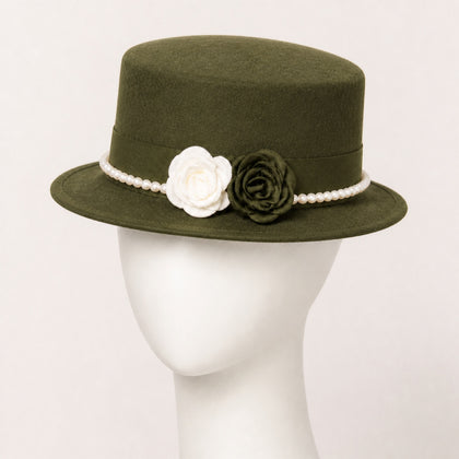 Mabel Pearl Chain Flat Top Hat