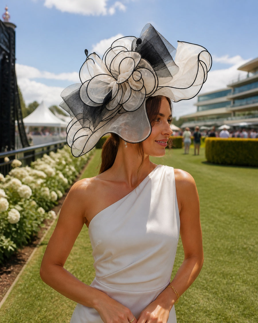 Odette Ruffled Organza Occasion Hat worn at Australian race day