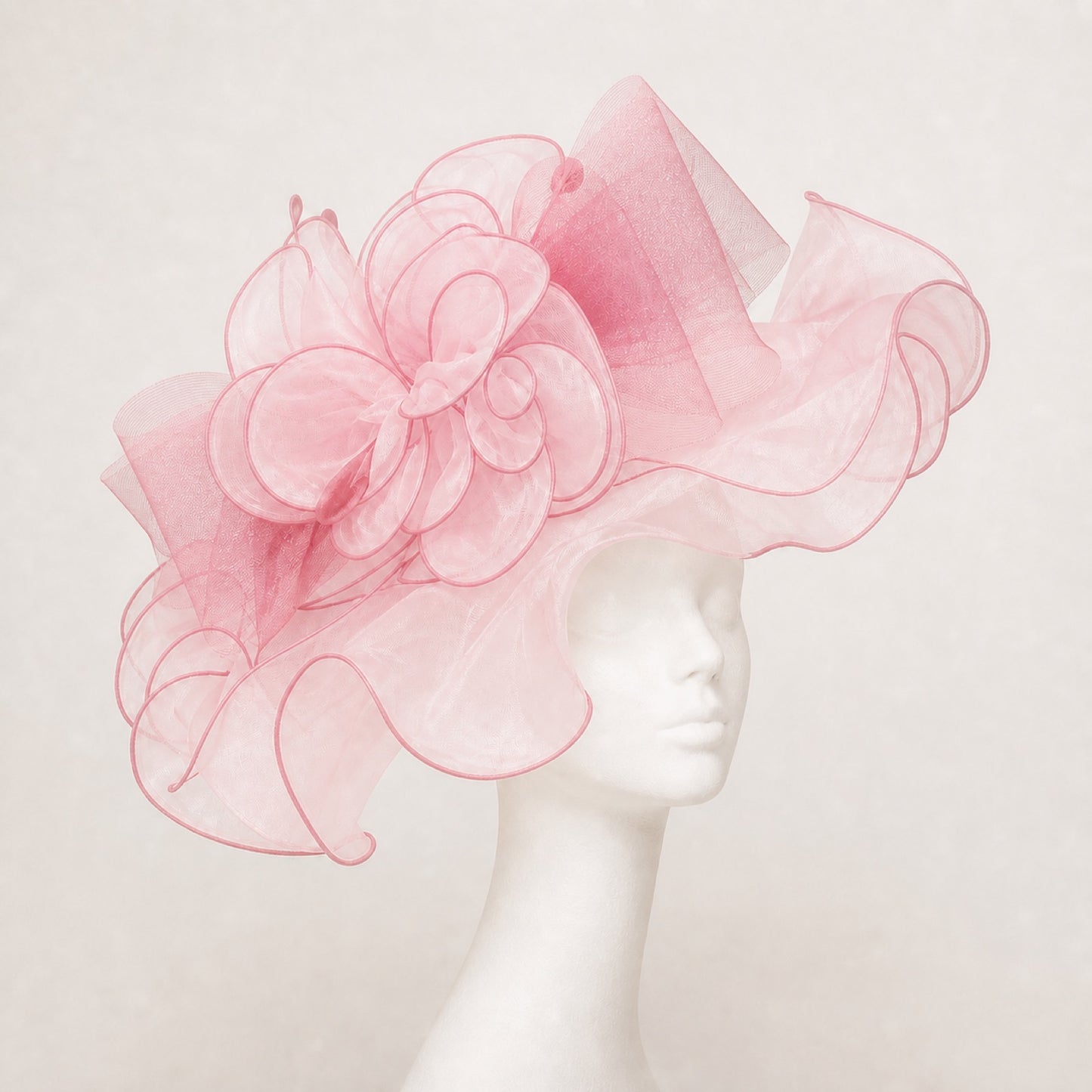 Odette Ruffled Organza Occasion Hat in light pink