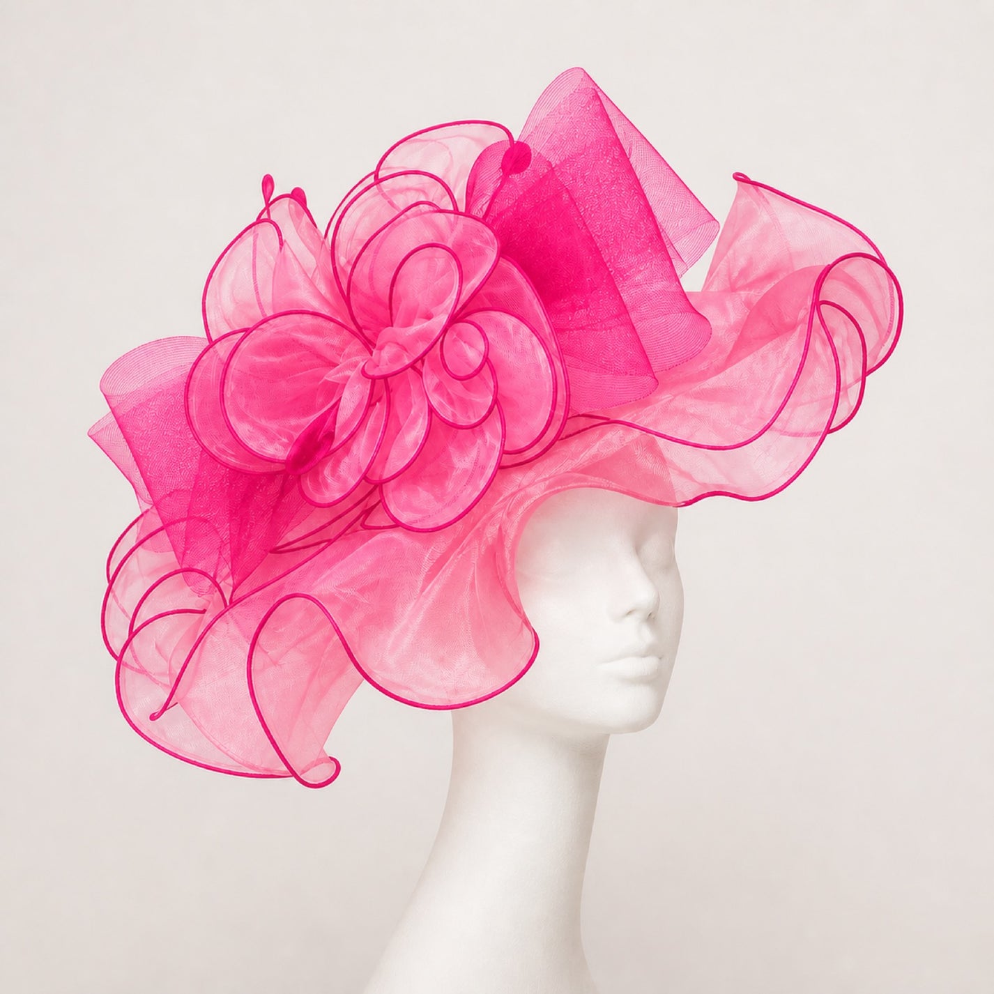 Odette Ruffled Organza Occasion Hat in pink