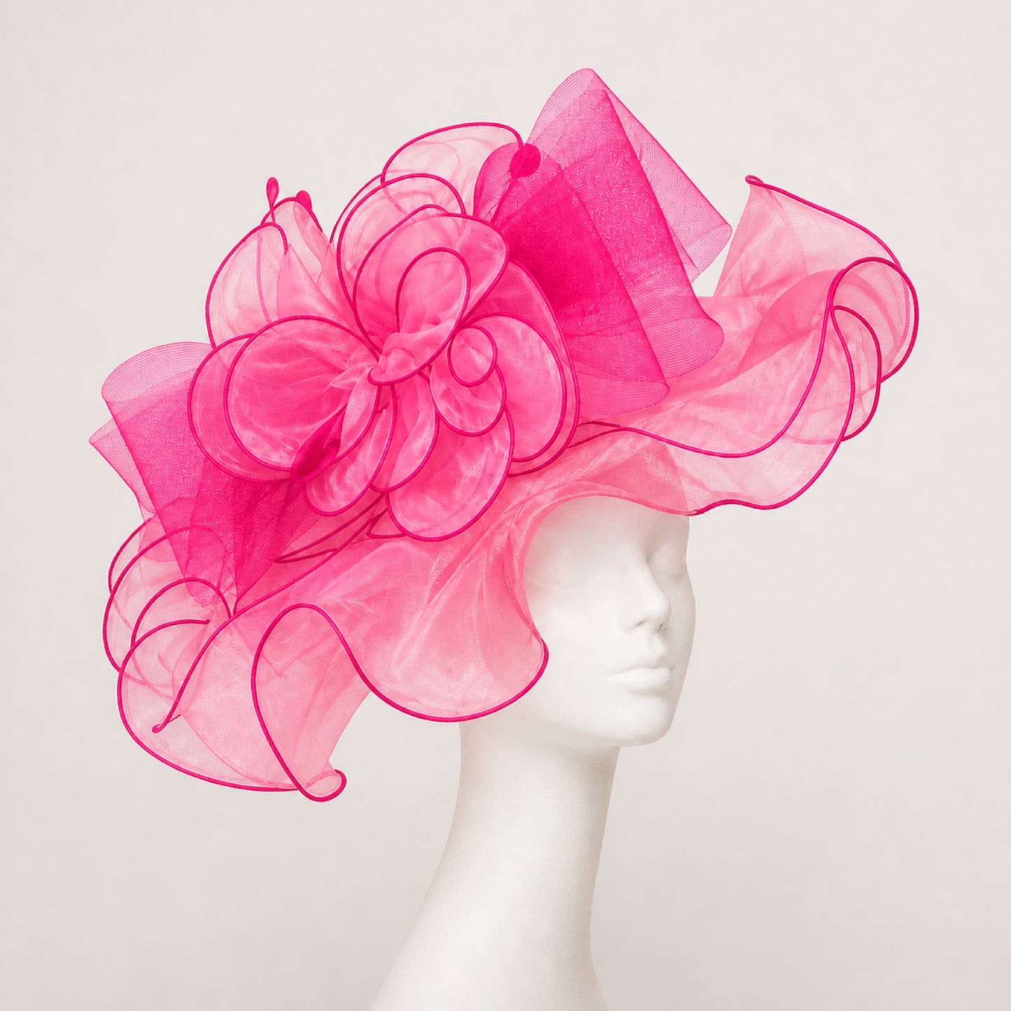 Odette Ruffled Organza Occasion Hat in pink