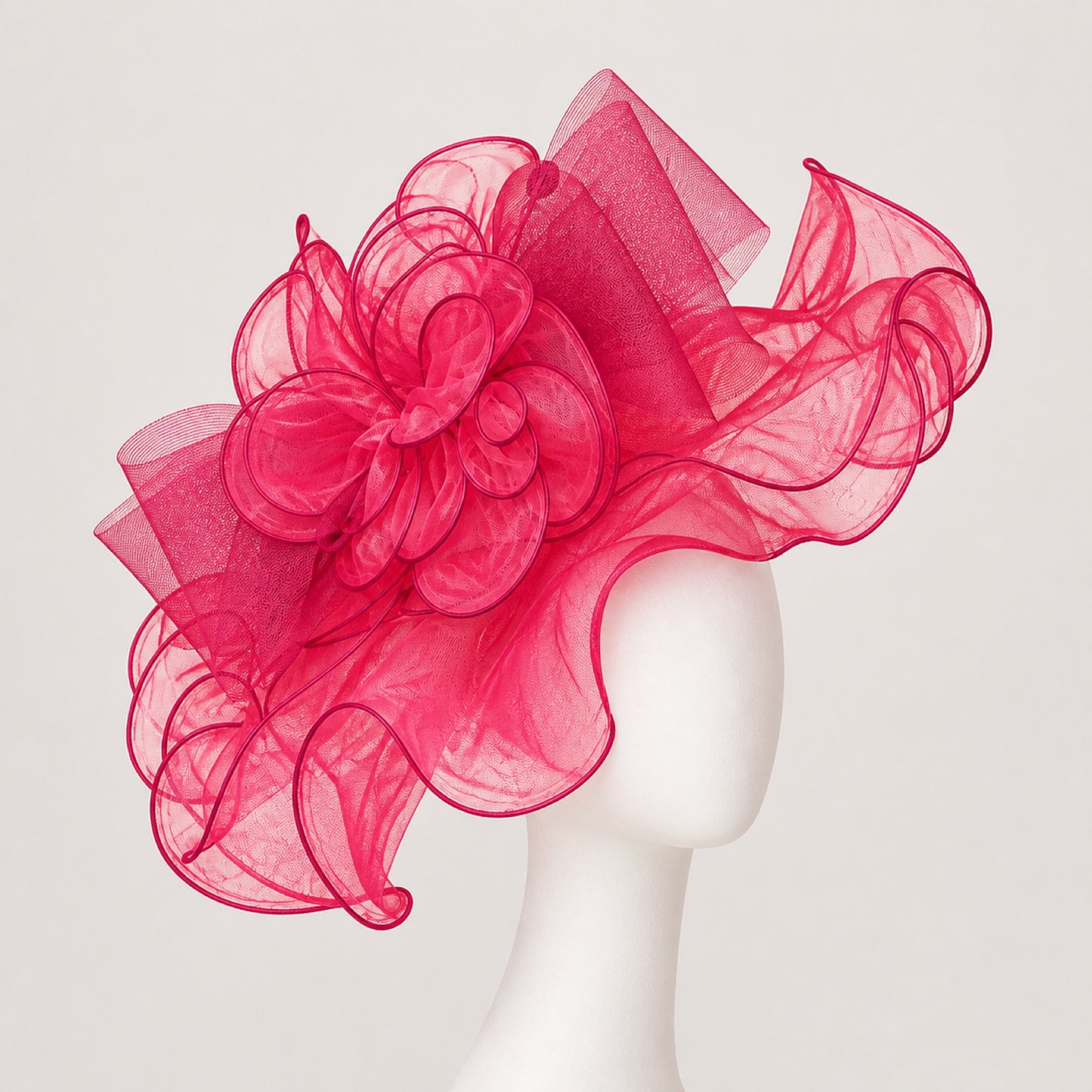 Odette Ruffled Organza Occasion Hat in watermelon
