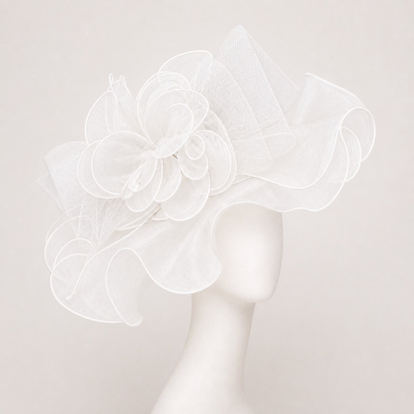 Odette Ruffled Organza Occasion Hat in white