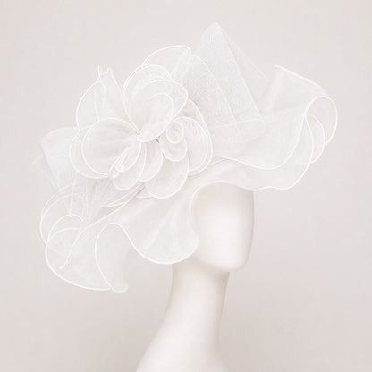 Odette Ruffled Organza Occasion Hat in white