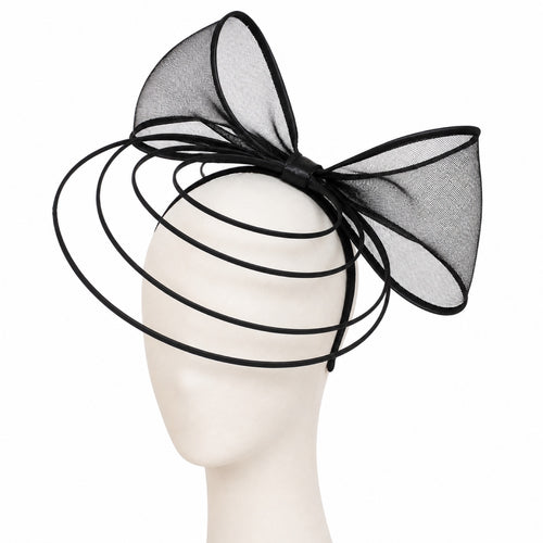 Poppy Crinoline Bow Fascinator Headband in black