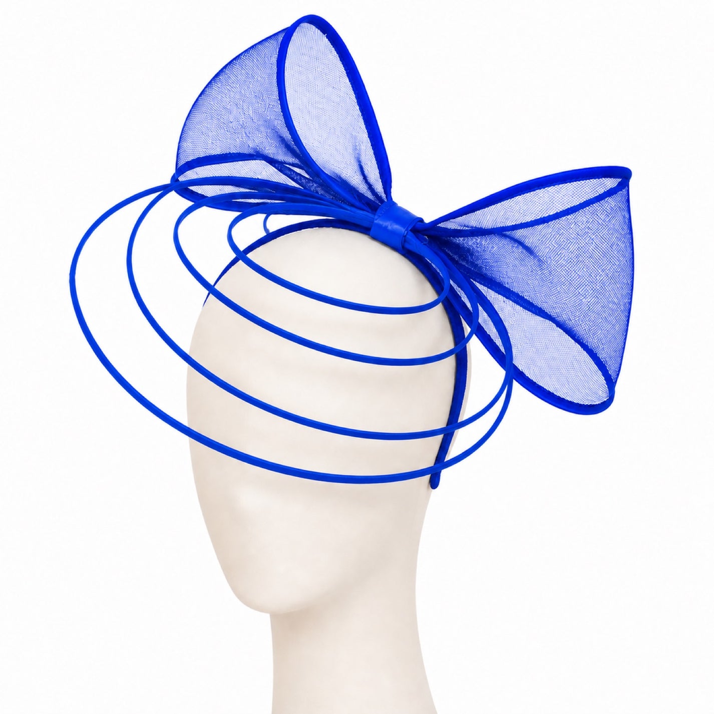 Poppy Crinoline Bow Fascinator Headband in blue