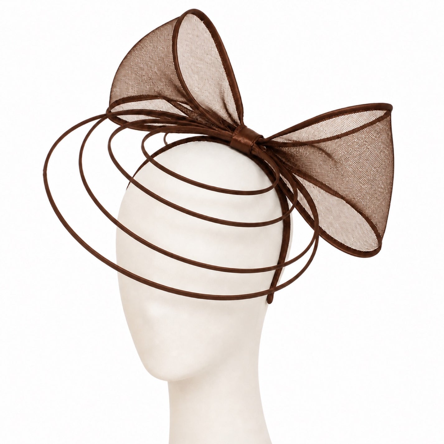 Poppy Crinoline Bow Fascinator Headband in brown