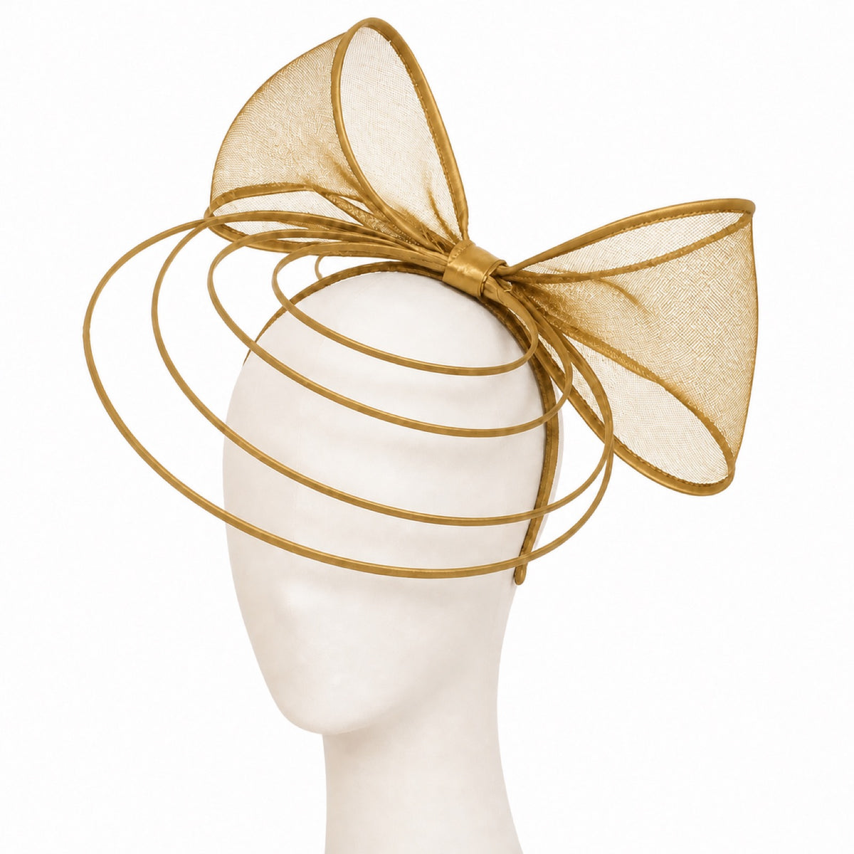 Poppy Crinoline Bow Fascinator Headband in gold