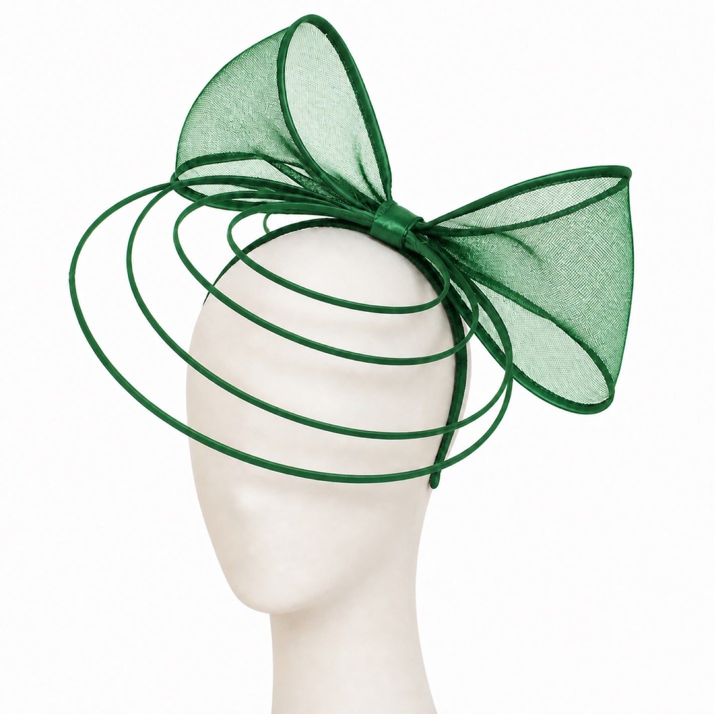Poppy Crinoline Bow Fascinator Headband in green