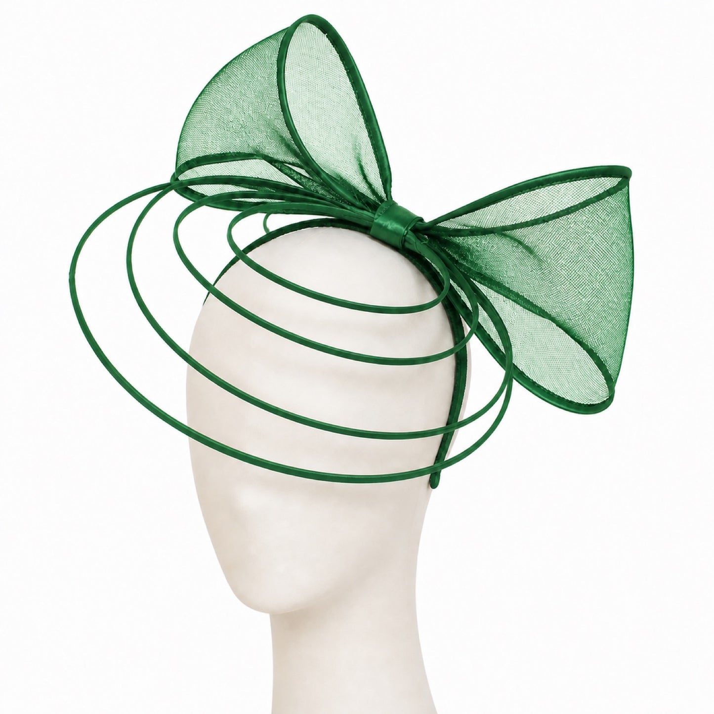Poppy Crinoline Bow Fascinator Headband in green
