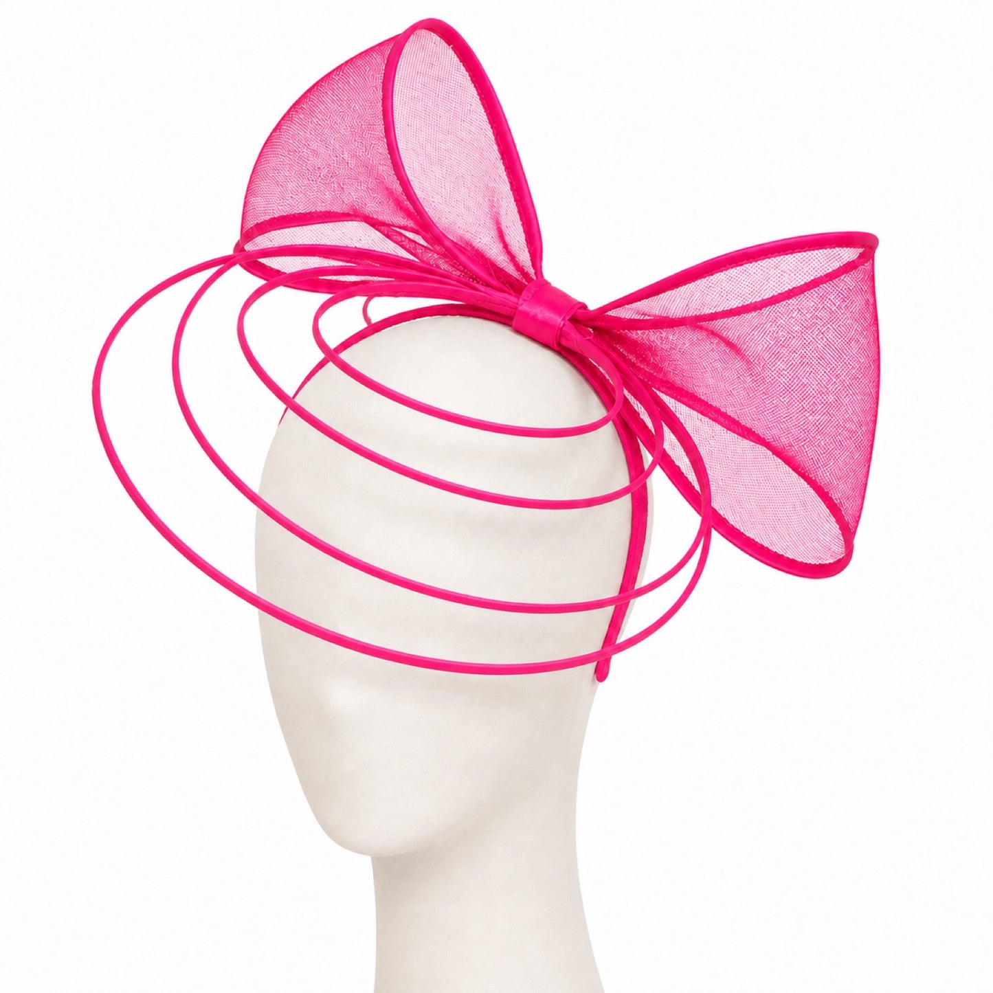 Poppy Crinoline Bow Fascinator Headband in hot pink