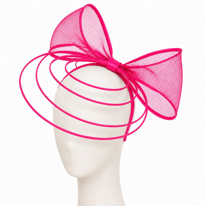 Poppy Crinoline Bow Fascinator Headband in hot pink