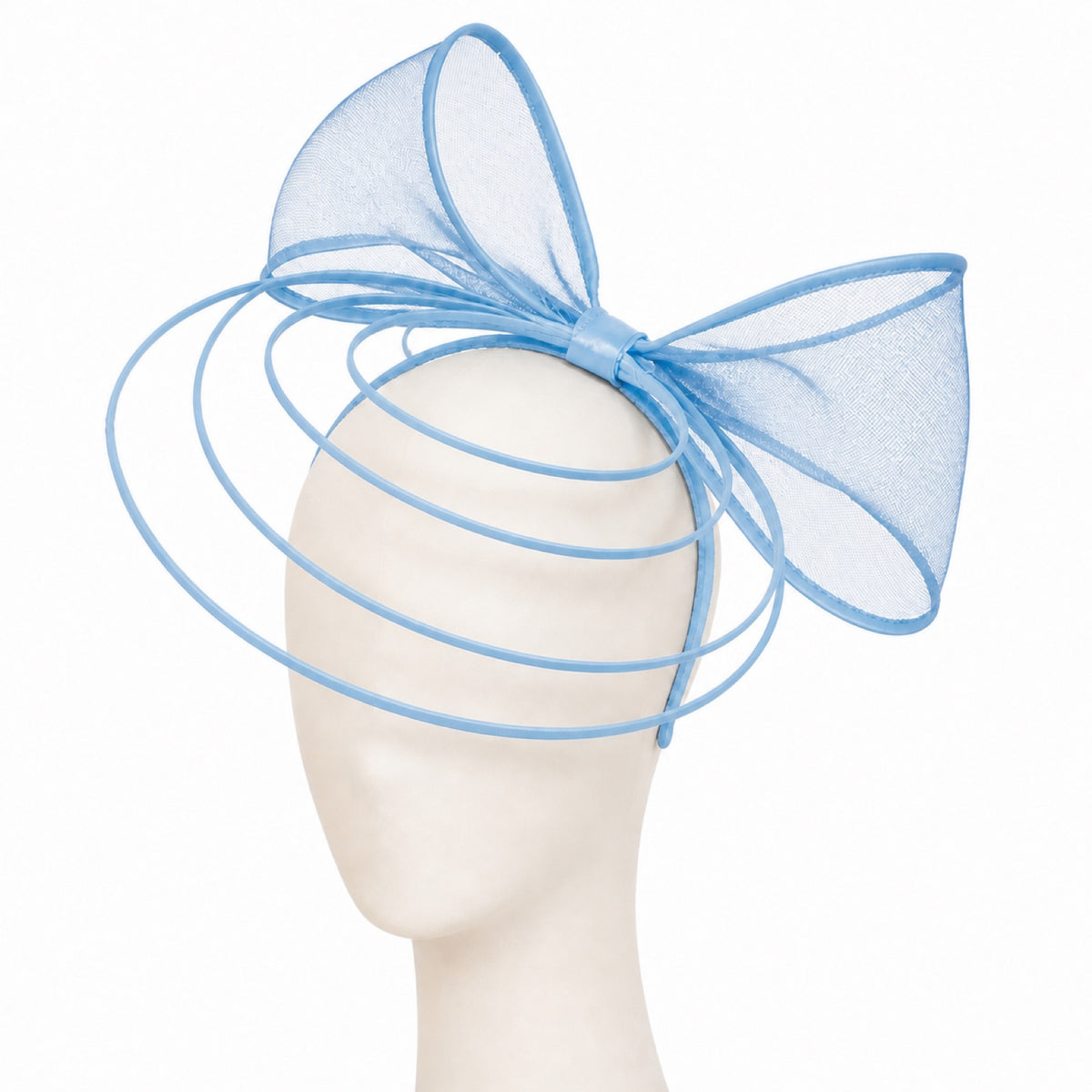 Poppy Crinoline Bow Fascinator Headband in light blue