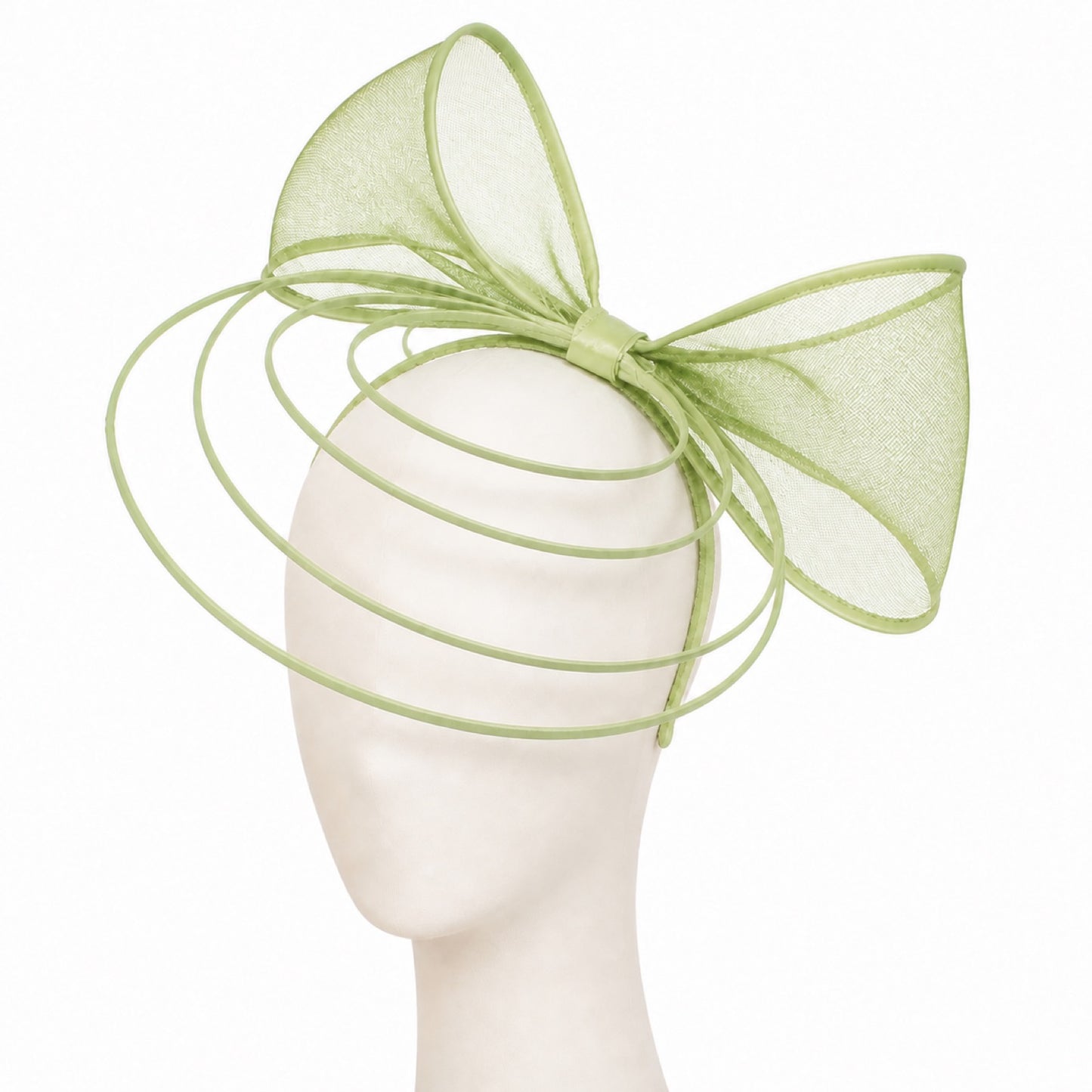 Poppy Crinoline Bow Fascinator Headband in light green