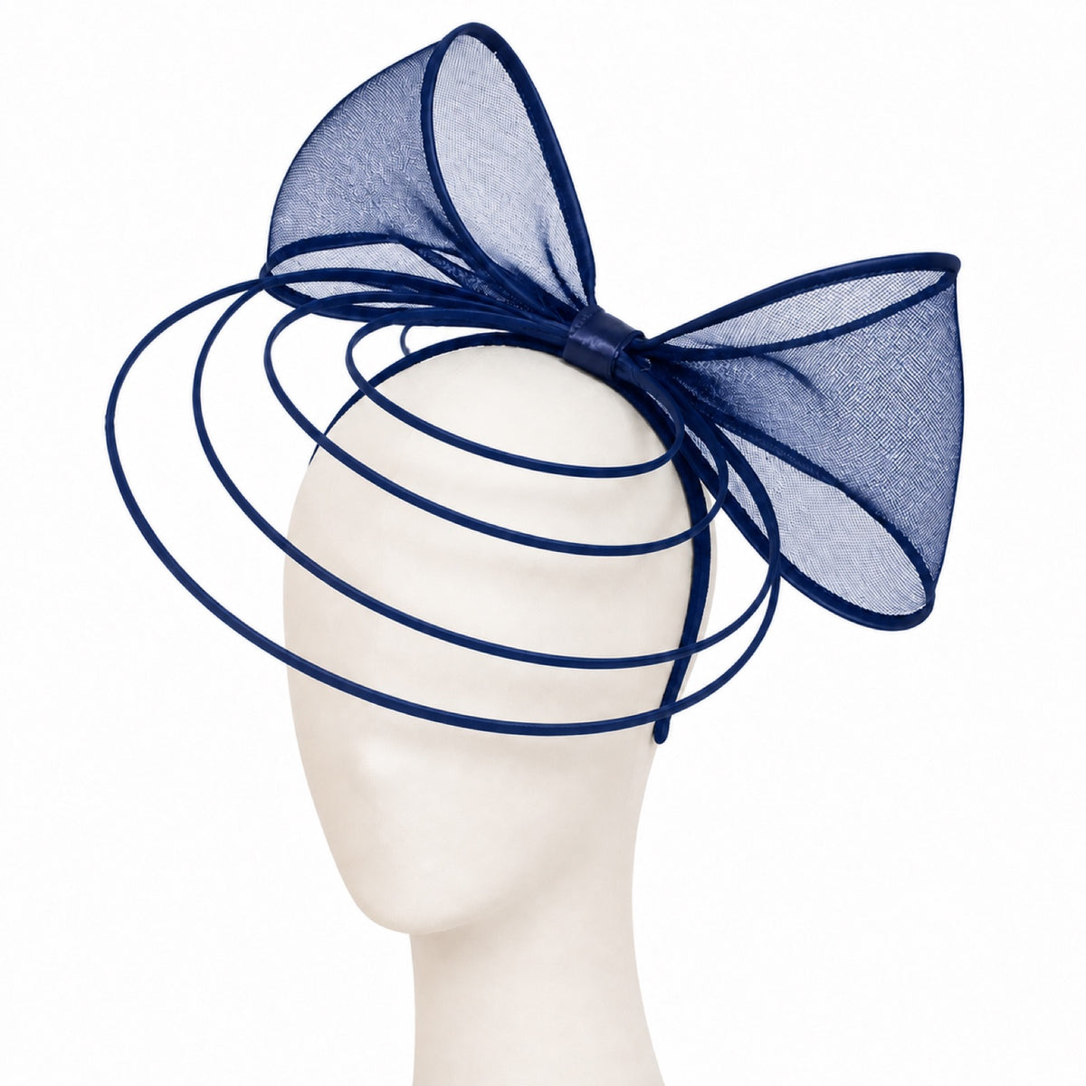 Poppy Crinoline Bow Fascinator Headband in navy blue