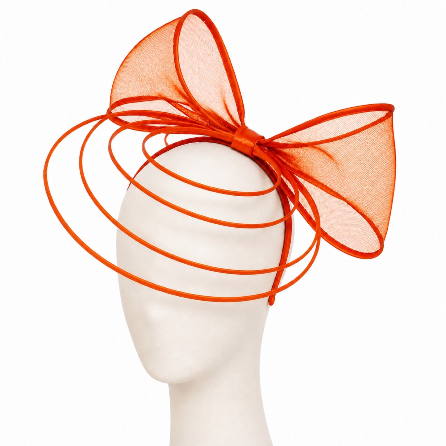 Poppy Crinoline Bow Fascinator Headband in orange