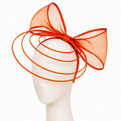 Poppy Crinoline Bow Fascinator Headband in orange