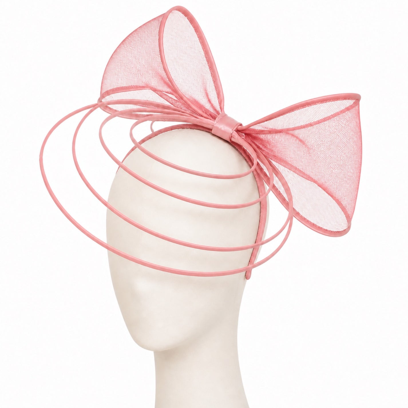 Poppy Crinoline Bow Fascinator Headband in pink
