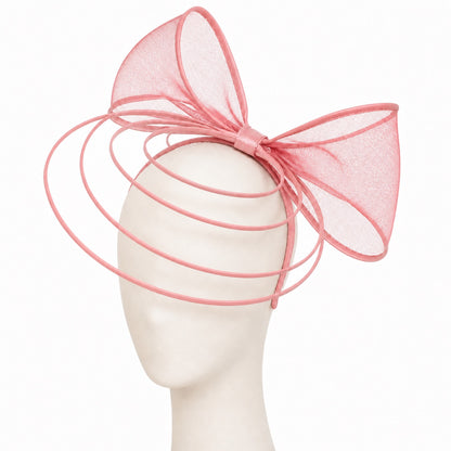 Poppy Crinoline Bow Fascinator Headband in pink