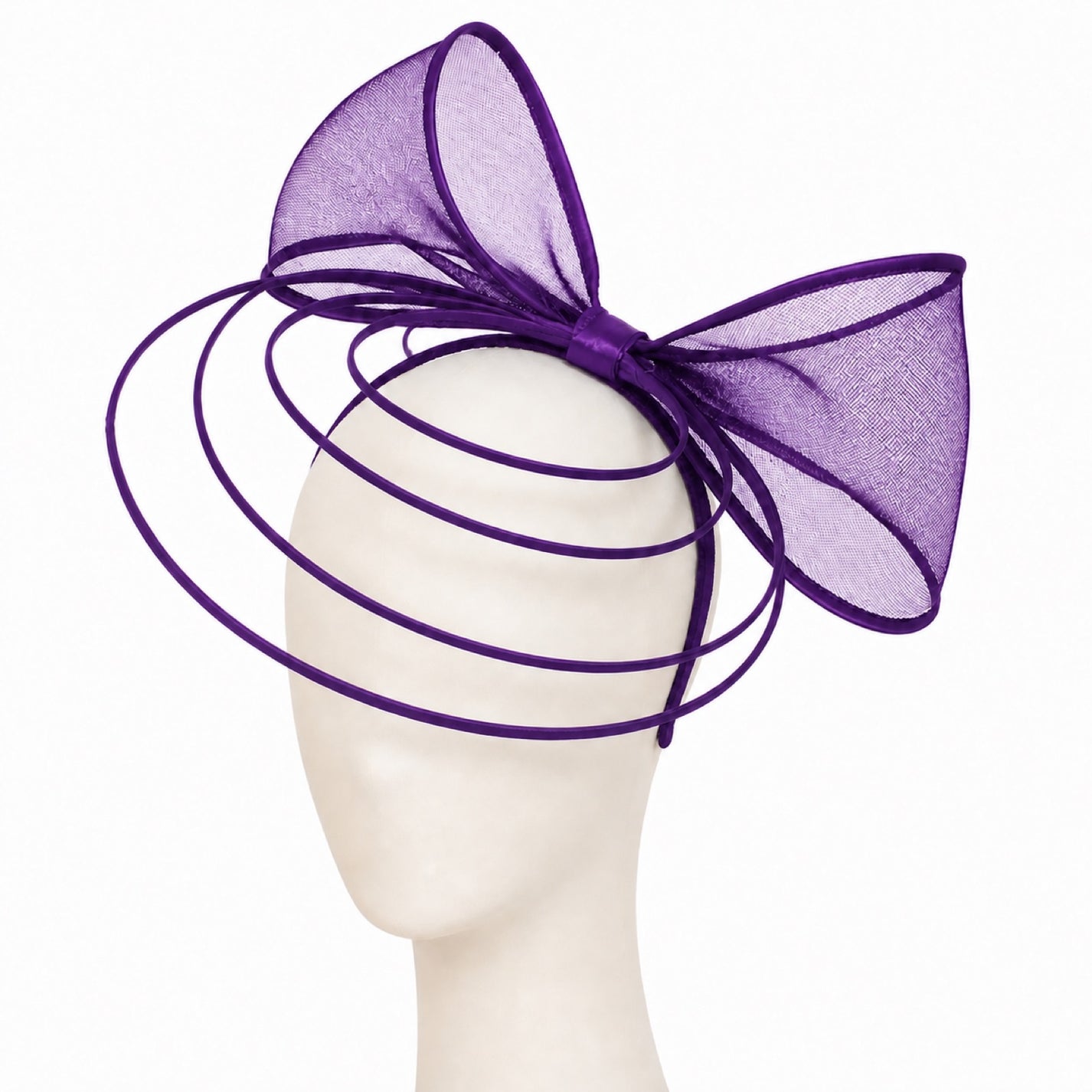 Poppy Crinoline Bow Fascinator Headband in purple